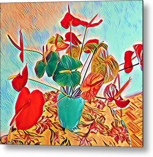 #flowersofaloha #alohabouquetoftheday #flowerpower #flowers #anthuriums #hawaii Metal Print featuring the photograph Anthurium Bouquet of the Day - Multiple Color by Joalene Young