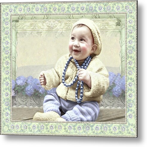  Metal Print featuring the photograph Baby Wears Beads by Adele Aron Greenspun