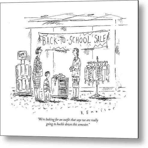 Back To School Metal Print featuring the drawing Back-To-School-Sale by Barbara Smaller