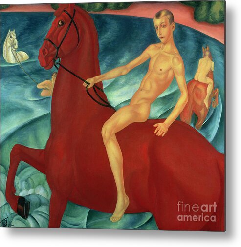 Bathing Metal Print featuring the painting Bathing of the Red Horse by Kuzma Sergeevich Petrov-Vodkin