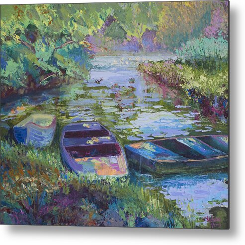 Blue Metal Print featuring the painting Blue Pond by Cynthia McLean