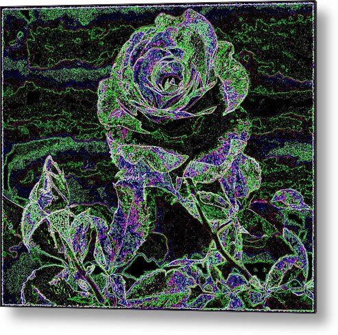 Rose Design Metal Print featuring the digital art Bordered Abstract Rose by Will Borden