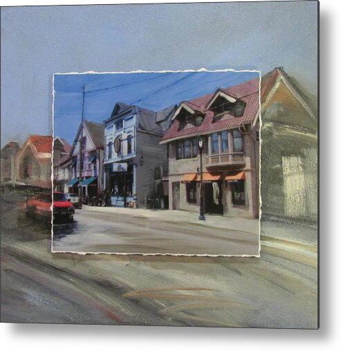 Brady Street Metal Print featuring the mixed media Brady Street - Up and Under layered by Anita Burgermeister