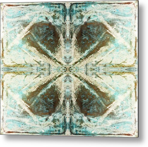 Lap Top Skin Metal Print featuring the painting Clover Tile 4 in Copper Blue by Peter V Quenter