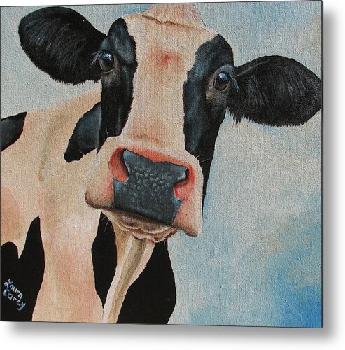 Cow Metal Print featuring the painting Curiosity by Laura Carey