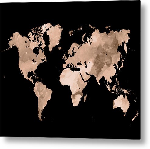 World Metal Print featuring the mixed media Design 97 World Map by Lucie Dumas