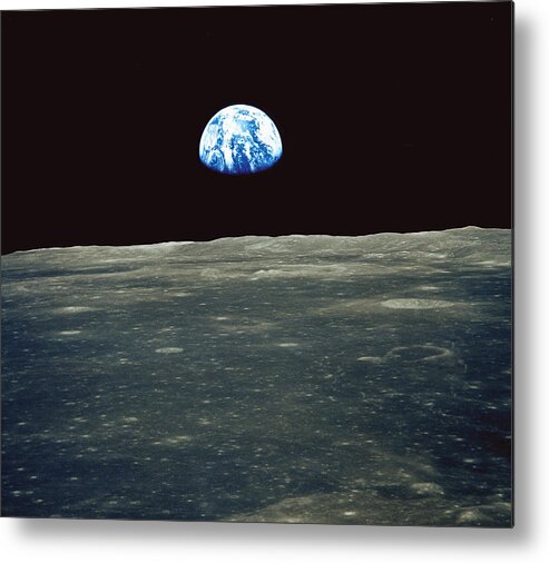 Earthrise Metal Print featuring the photograph Earthrise Photographed From Apollo 11 Spacecraft by Nasa