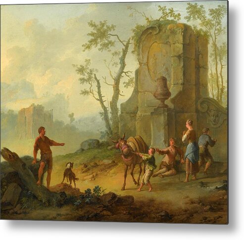 Franz De Paula Ferg Metal Print featuring the painting Family Resting by the Ruins by Franz de Paula