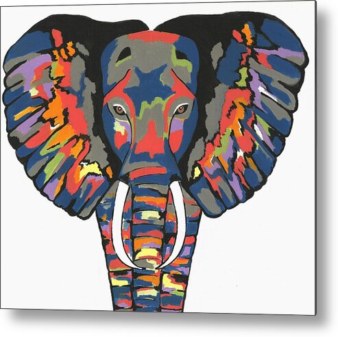 Animals Metal Print featuring the painting Flashy Elephant by Kathleen Sartoris