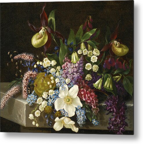 Adelheid Dietrich Metal Print featuring the painting Floral Still Life by Adelheid Dietrich