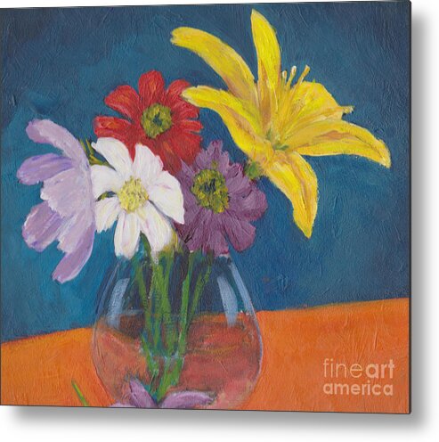 Original Painting Metal Print featuring the painting Flowers For Gary by Patricia Cleasby