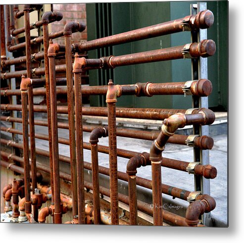 Gas Pipelines Metal Print featuring the photograph Gas Pipes and Fittings by Kae Cheatham