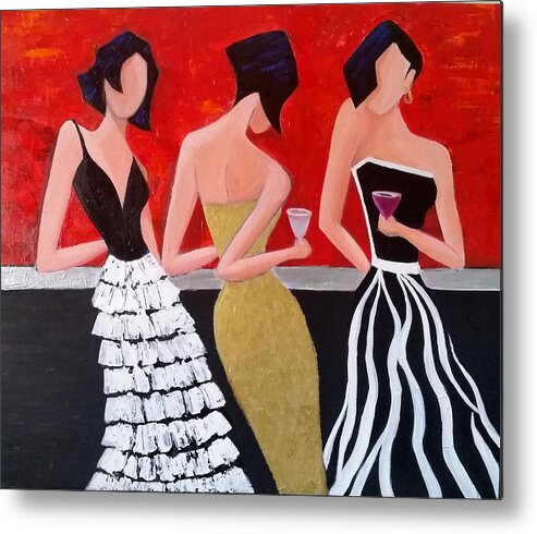 Girls Metal Print featuring the painting Girl's Night Out by Rosie Sherman