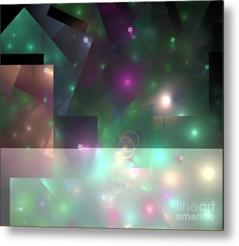 Apophysis Metal Print featuring the digital art Green Star Cubes by Kim Sy Ok