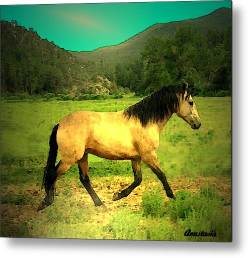 Equine Art Metal Print featuring the photograph He paweth in the valley and rejoiceth in his strength by Anastasia Savage Ealy