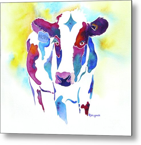 Cow Metal Print featuring the painting Holstein by Jo Lynch