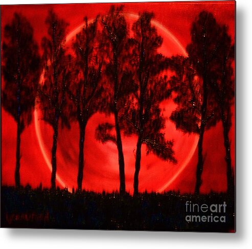 Landscape Metal Print featuring the painting Hunters Moon by Lori Jacobus-Crawford