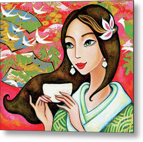 Asian Woman Metal Print featuring the painting Jasmine Garden by Eva Campbell