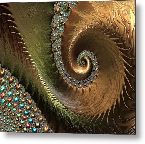 Jewel And Spiral Abstract Metal Print featuring the digital art Jewel and Spiral Abstract by Marianna Mills