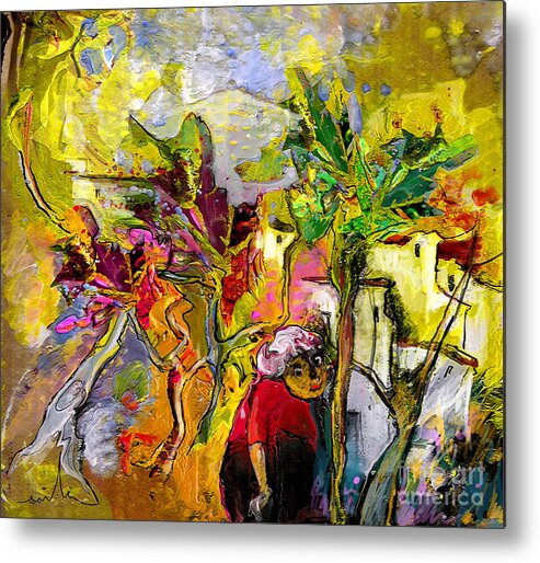 Landscape Painting Metal Print featuring the painting La Provence 05 by Miki De Goodaboom