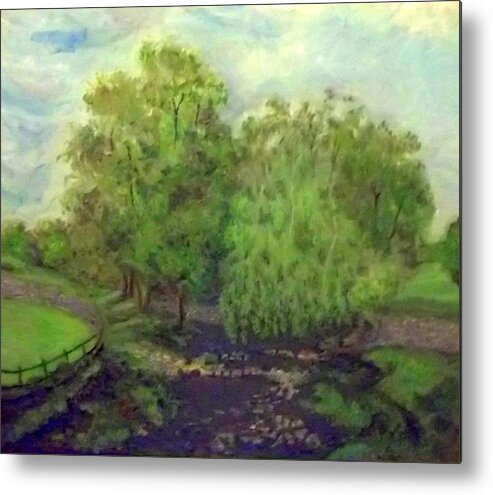 Landscape Metal Print featuring the painting Landscape with Trees by Peter Gartner