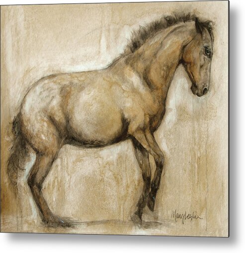 Horse Art Metal Print featuring the painting Lock and Load by Mary Leslie