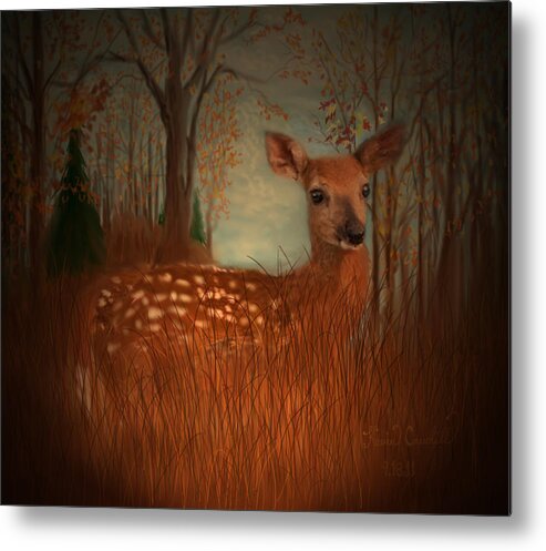 Fawn Metal Print featuring the painting Lone Fawn by Kevin Caudill