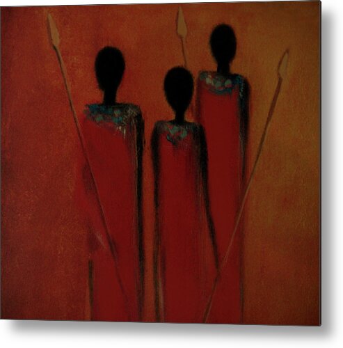 Maasai Metal Print featuring the painting Maasai Trio by David Dehner