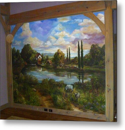 Old Masters Landscape Metal Print featuring the painting Manger Farm by Denise Ivey Telep