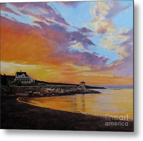 Front Beach Metal Print featuring the painting Observatory Point, Rockport, MA by Keith Gantos