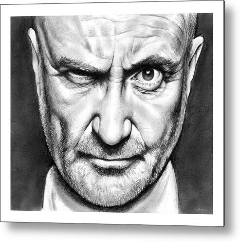 Phil Collins Metal Print featuring the drawing Phil Collins by Greg Joens