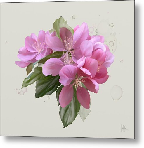  Floral Metal Print featuring the painting Pink blossoms by Ivana Westin