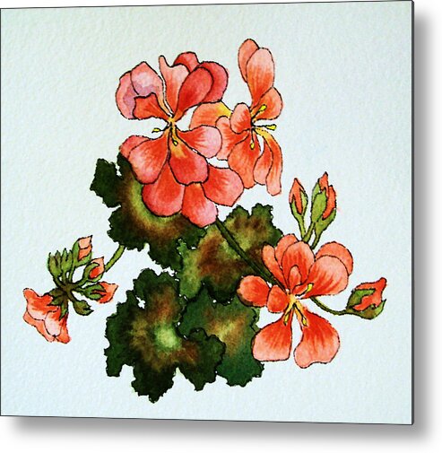 Geraniiums Metal Print featuring the painting Pink Geraniums by Elise Boam