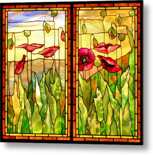 Stained Glass Metal Print featuring the photograph Poppies by Kristin Elmquist