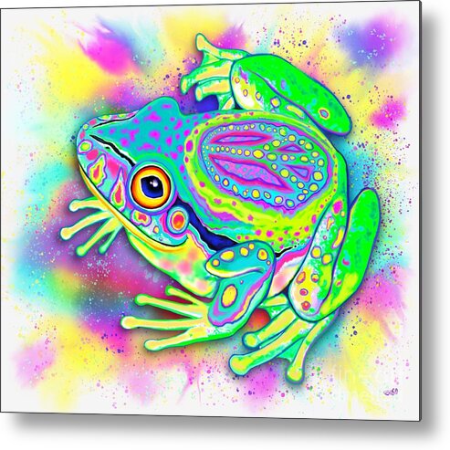 Frog Metal Print featuring the digital art Rainbow Color Peace Frog by Nick Gustafson