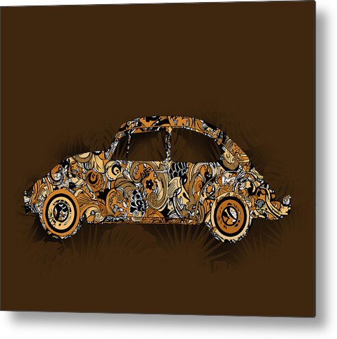 Retro Metal Print featuring the digital art Retro Beetle Car 6 by Bekim M