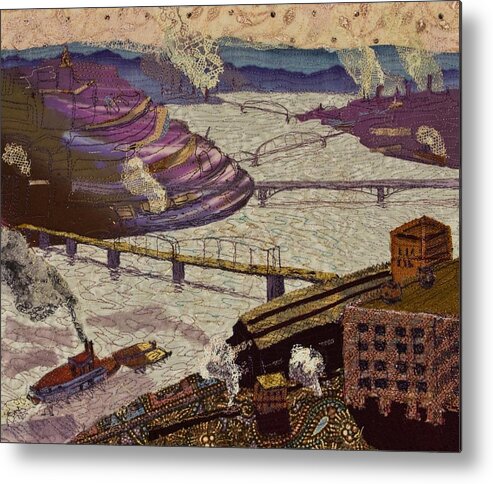 Pittsburgh Metal Print featuring the tapestry - textile River of Industry by Martha Ressler