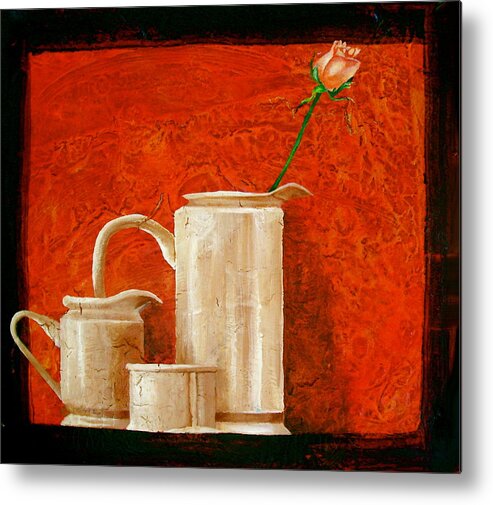 Beautiful Art Metal Print featuring the painting Rose by Laura Pierre-Louis