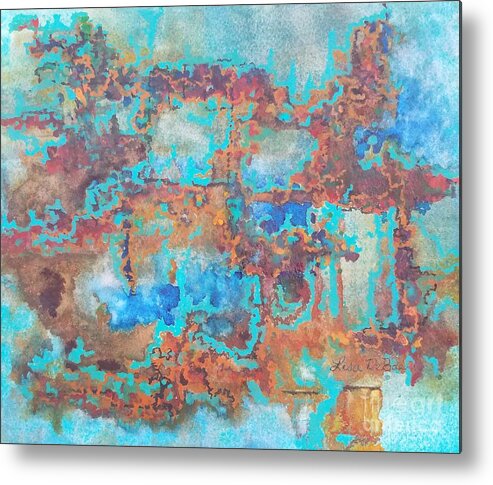Abstract Metal Print featuring the painting Labyrinth by Lisa Debaets