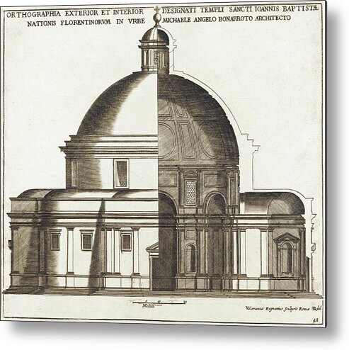 Valerien Regnard Metal Print featuring the drawing Section of the Church of Saint John the Baptist by Valerien Regnard