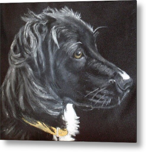 Black Dog Metal Print featuring the painting Soya by Carol Russell