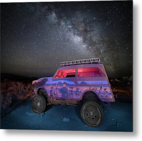 Milky Way Metal Print featuring the photograph Terlingua Mural SUV by Hal Mitzenmacher