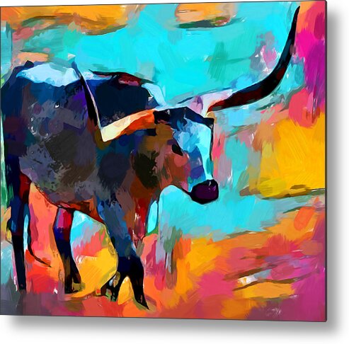 Longhorn Metal Print featuring the painting Texas Longhorn by Chris Butler
