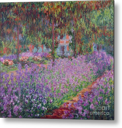 The Metal Print featuring the painting The Artists Garden at Giverny by Claude Monet