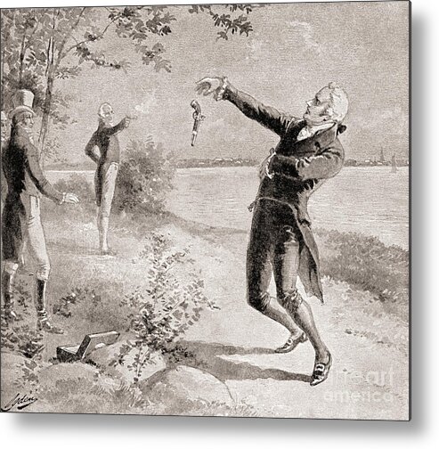 Aaron Burr Metal Print featuring the drawing The Burr Hamilton Duel by Henry Alexander Ogden