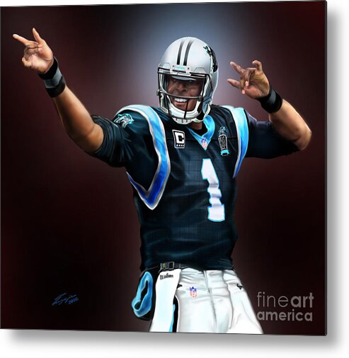 American Football Player Metal Print featuring the painting The Inevitable Cam Newton1 by Reggie Duffie