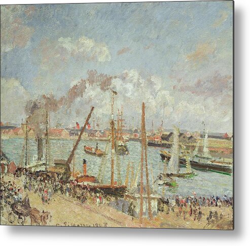 The Metal Print featuring the painting The Port of Le Havre in the Afternoon Sun by Camille Pissarro