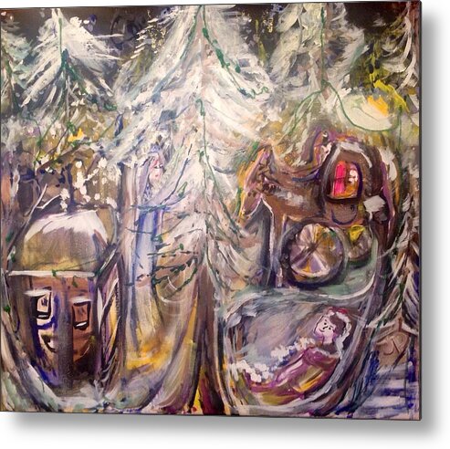 Woods Metal Print featuring the painting The Snow In The Woods by Judith Desrosiers