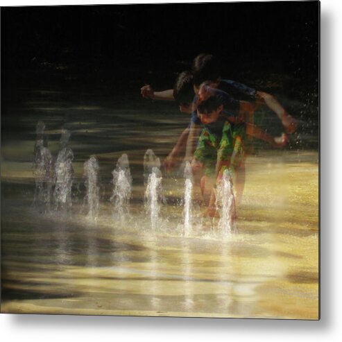 Layered Image Metal Print featuring the photograph The Water Maestro by Louise Lindsay