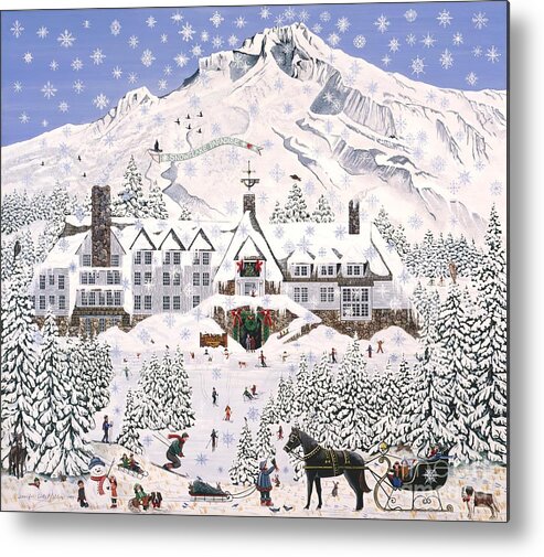 Timberline Lodge Metal Print featuring the painting Timberline Lodge by Jennifer Lake